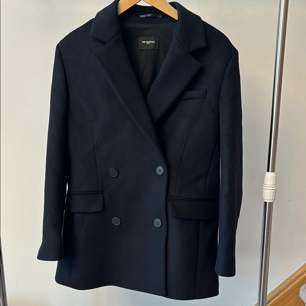 The Kooples NWT Black Wool Double-Breasted Women's Coat Size 38
